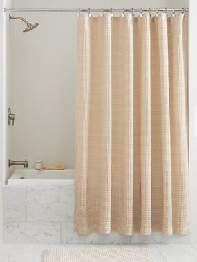West Elm Beige Waffle Shower Curtain